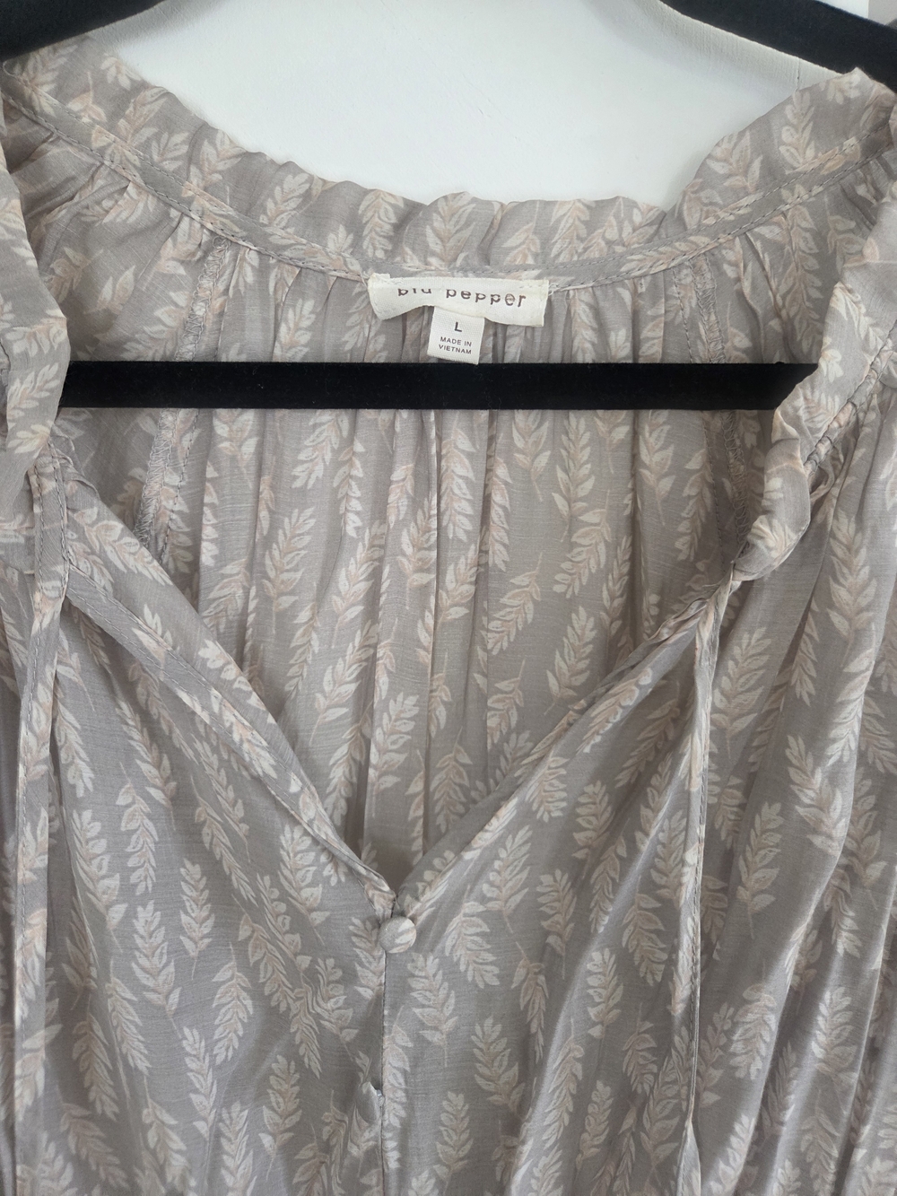 Blu Pepper Taupe Printed Long-Sleeve Tiered Dress - Picture 3 of 3